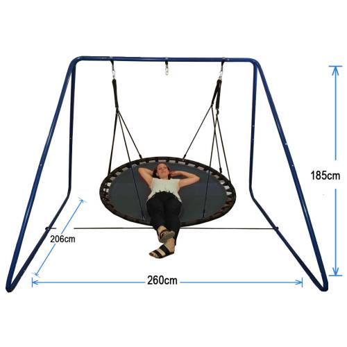 150cm Black Nest Swing with Blue Swing Set Stand