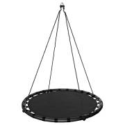 100cm black round mat nest swing with ropes, on white