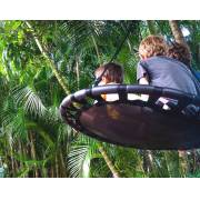 Two children on the 100cm black nest swing among trees