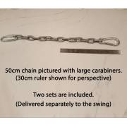 50cm chain with large carabiners, two sets included, 30cm ruler for perspective
