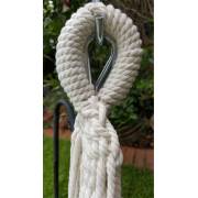 XL Free Standing Hammock: White Spreader Bar Canvas Hammock with Tassels and Arc Stand