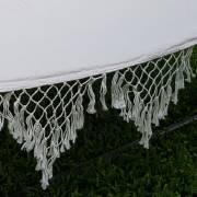 XL Free Standing Hammock: White Spreader Bar Canvas Hammock with Tassels and Arc Stand