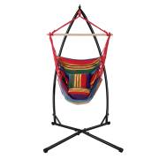 Rainbow hammock chair on the X stand, front view