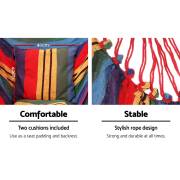 Two cushions included and the rope design of the rainbow hammock chair