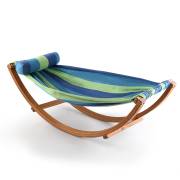 Kids Blue Wooden Rocking Free Standing Hammock