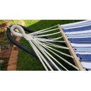 Large Blue and White Canvas Hammock with Spreader Bar