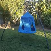 Blue Hangout Hanging Nest with Curved Tripod Stand
