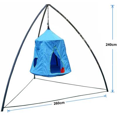 Blue Hangout Hanging Nest with Curved Tripod Stand