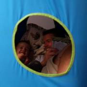 Blue Hangout Hanging Nest with Curved Tripod Stand