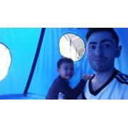 Blue Hangout Hanging Nest with Curved Tripod Stand
