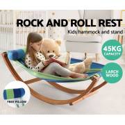 Kids Blue Wooden Rocking Free Standing Hammock