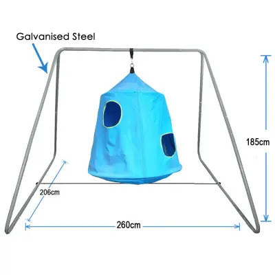 Blue Hangout with Galvanised Swing Set Stand