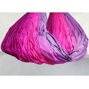 Pink purple wrap swing hanging gathered, showing the colour bands