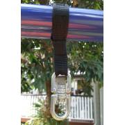 Mini strap and swivel hanging from the swing set stand bar