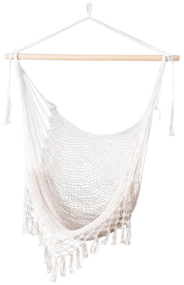 Cream Cotton Rope Hammock Chair with Tassels