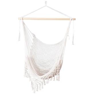 Cream Cotton Rope Hammock Chair with Tassels