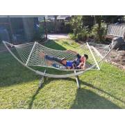XL Free Standing Hammock: White Rope Hammock and Arc Stand
