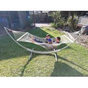 XL Free Standing Hammock: White Rope Hammock and Arc Stand