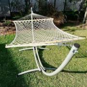 XL Free Standing Hammock: White Rope Hammock and Arc Stand