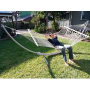 XL Free Standing Hammock: White Rope Hammock and Arc Stand