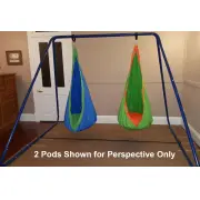 Blue Hangout Hanging Nest with Swing Set Stand (Galvanised)