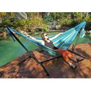 Free Standing Hammock: Teal Blue Canvas Hammock with Fixed Stand
